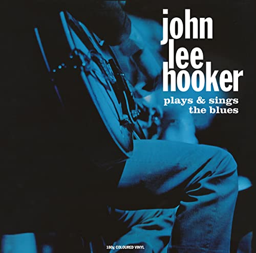 John Lee Hooker album cover, a blues musician with a guitar.