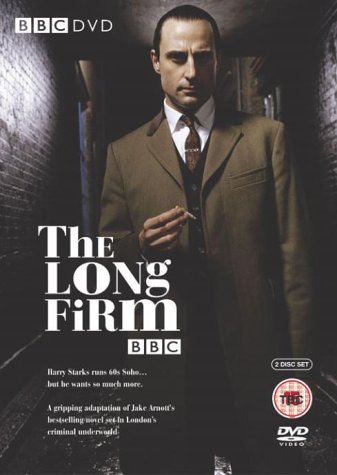 DVD cover of "The Long Firm" featuring a suited man holding a cigarette.