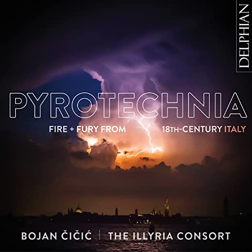 CD cover with stormy sky, lightning, and text “Pyrotechnia Fire & Fury”.