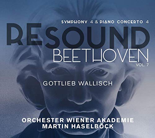 "Blue-tinted Beethoven CD cover with large 'Resound Beethoven' text and conductor names."