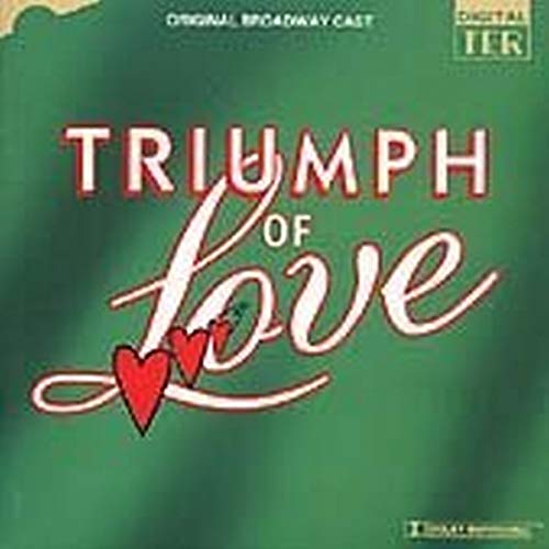 CD cover for "Triumph of Love" musical, green background, red hearts.