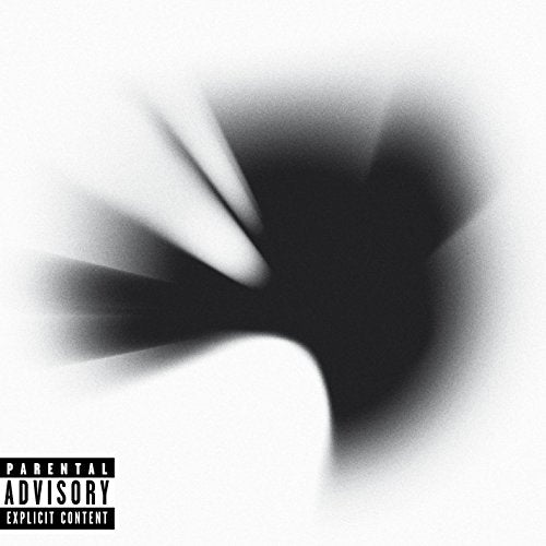 Black and white abstract image, parental advisory label at bottom.
