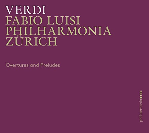 Purple CD cover with gold and white text, featuring "Verdi" and "Philharmonia Zurich".