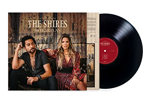 Vinyl record and album cover for The Shires’ “10 Year Plan,” featuring two people.