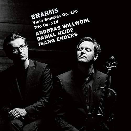 Black and white image of two men, one holding a cello, on a CD cover.