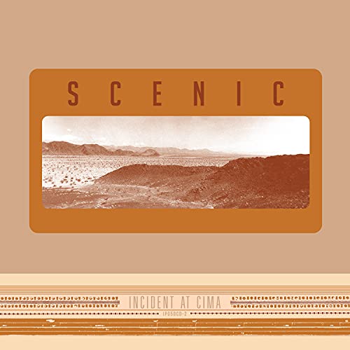 CD album cover for Scenic’s “Incident at Cima” with desert landscape.