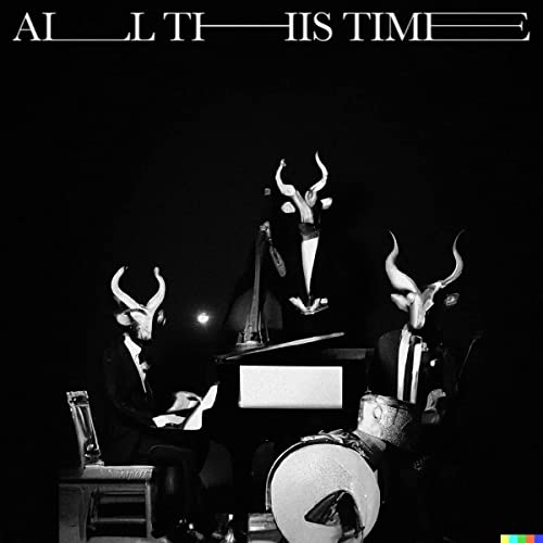 Black and white album cover featuring three figures with antelope heads.