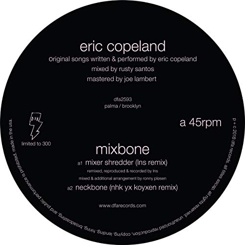 Black vinyl record label with white text: "Eric Copeland - Mixbone".