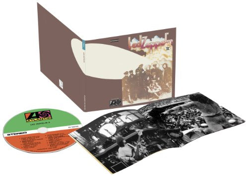 "Led Zeppelin II album cover featuring the band members in military attire, sepia-toned."