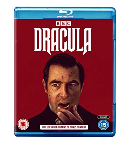 Blu-ray cover for BBC Dracula featuring a portrait of a man with red eyes.