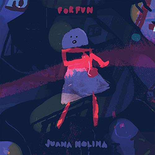 "Album cover with abstract, dark illustration of a girl, text 'Forfun' and 'Juana Molina'."