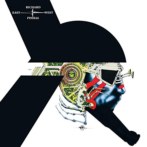 "Album cover with abstract illustration of a man playing a trumpet, black and white background."