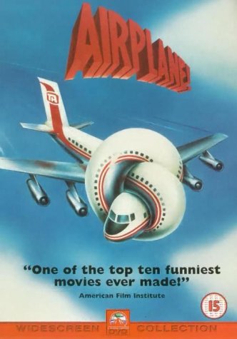 Airplane DVD cover featuring a cartoon airplane against a blue sky.