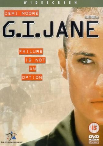 DVD cover for G.I. Jane featuring a close-up of Demi Moore with a shaved head.