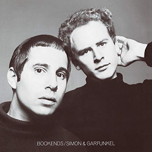 Black and white portrait of Simon & Garfunkel, album cover for "Bookends".