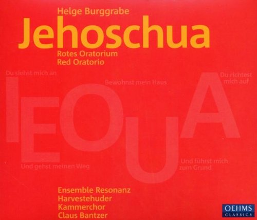 Red CD cover with yellow text, featuring "Jehoschua" and related details prominently.