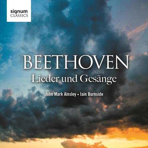 CD cover for Beethoven’s “Lieder und Gesange” with stormy sky imagery.