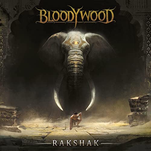 Bloodywood's "Rakshak" vinyl cover: elephant with glowing eye, figure below.