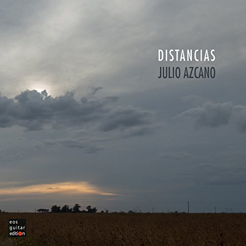 CD cover for Julio Azcano’s “Distancias” featuring a cloudy, rural landscape.