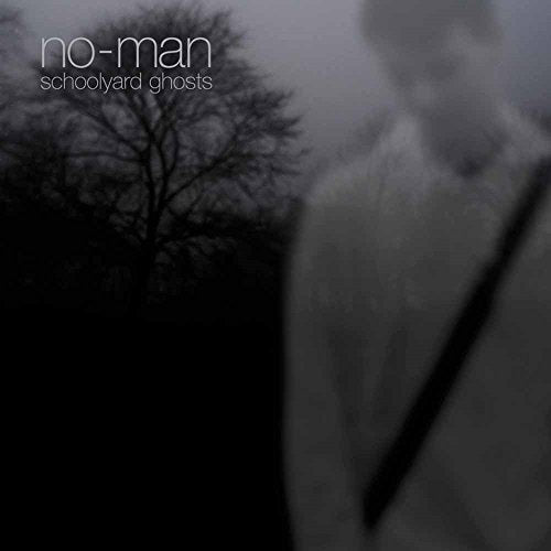 The image shows a blurry, grayscale album cover with a person and a tree.