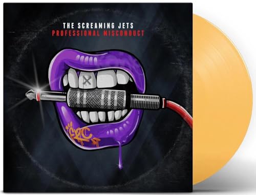 Album cover for Screaming Jets’ “Professional Misconduct” with orange vinyl record.