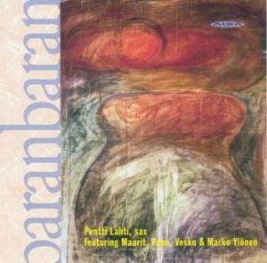 "Album cover with abstract painting and blue text 'baranbaran' on a pink background."