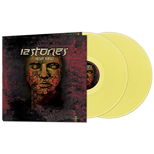 Yellow vinyl record of 12 Stones’ “Picture Perfect” with cracked-face cover art.