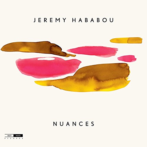 Album cover with abstract pink, brown, and yellow shapes on a beige background.