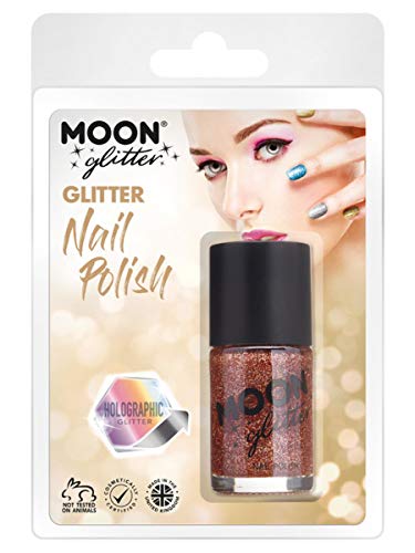 Smiffys Moon Glitter Holographic Nail Polish, Rose Gold