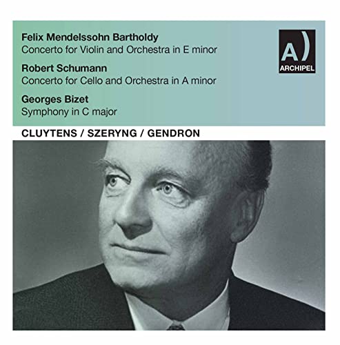 CD cover featuring a portrait of a man with gray hair and composers’ names.