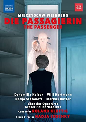 DVD cover for Weinberg’s opera “Die Passagierin” featuring a woman in a frame.
