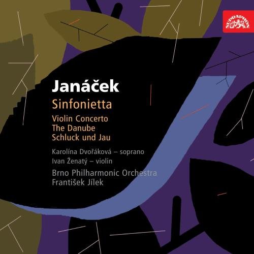 "CD cover with abstract green shapes, white and orange text, and a red logo."