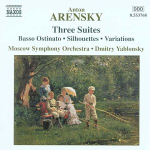 CD cover for Arensky’s “Three Suites” featuring a pastoral painting.