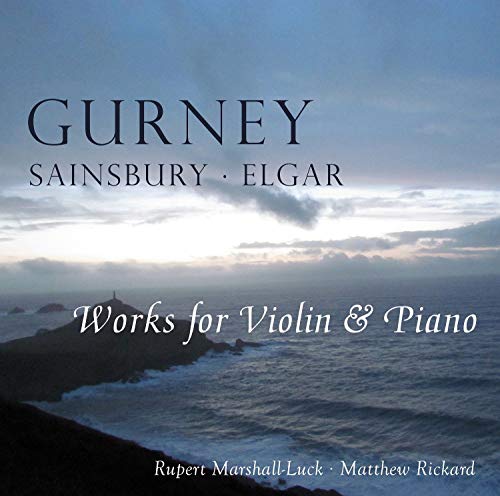 CD cover with coastal landscape and composers’ names: Gurney, Sainsbury, Elgar.