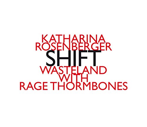 "Album cover with 'SHIFT' in black text, surrounded by artist names in red on white background."