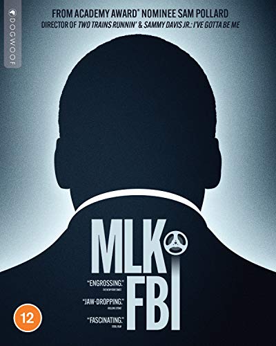 "Blu-ray cover featuring a silhouette of a man with 'MLK FBI' text."