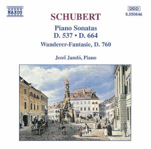 CD cover for Schubert piano sonatas performed by Jenő Jandó.
