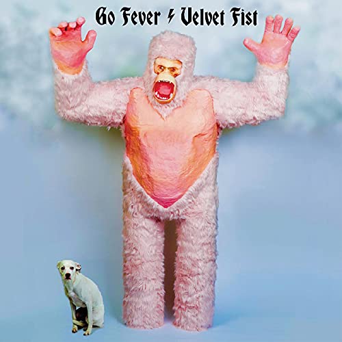 CD cover: pink gorilla figure with open mouth and small dog.