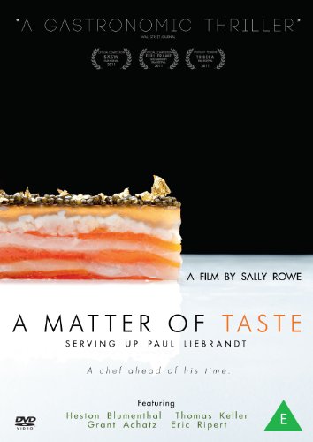DVD cover for "A Matter Of Taste," featuring layered food photography.