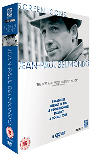 DVD case for Jean-Paul Belmondo collection, featuring his portrait in a cap.
