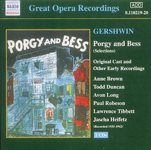 "CD cover for 'Porgy and Bess' with artist names and dark green background."