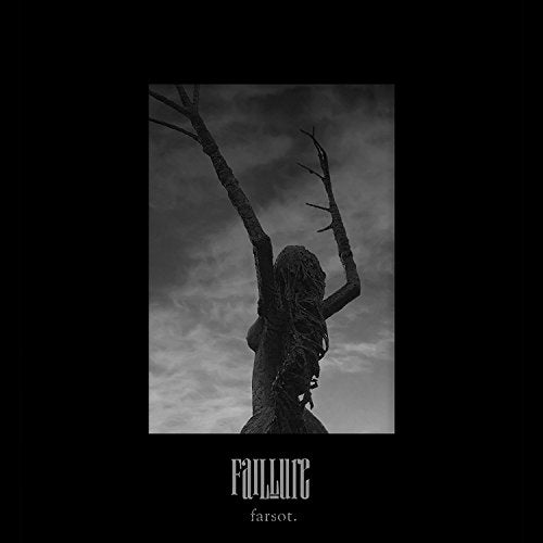 Black and white album cover featuring a woman made of twigs against a cloudy sky.