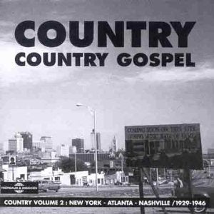 Black and white CD cover for "Country Gospel" with a city skyline.