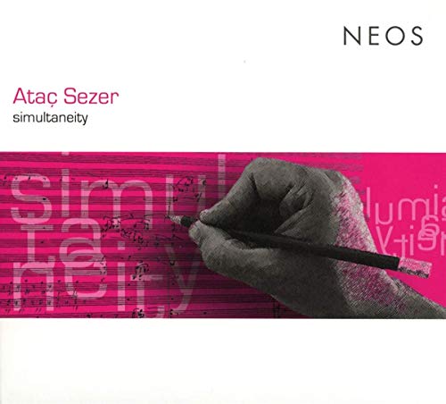 "Album cover with a hand holding a pencil on a pink background."