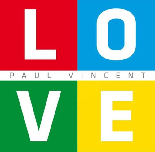 "Album cover with 'L.O.V.E.' in white on red, blue, green, and yellow squares."