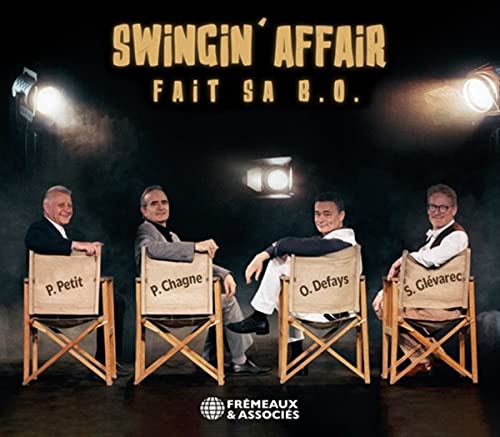 CD cover for Swingin' Affair, featuring four men in director’s chairs.