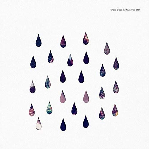 Vinyl record cover with abstract, colorful raindrop shapes on white.