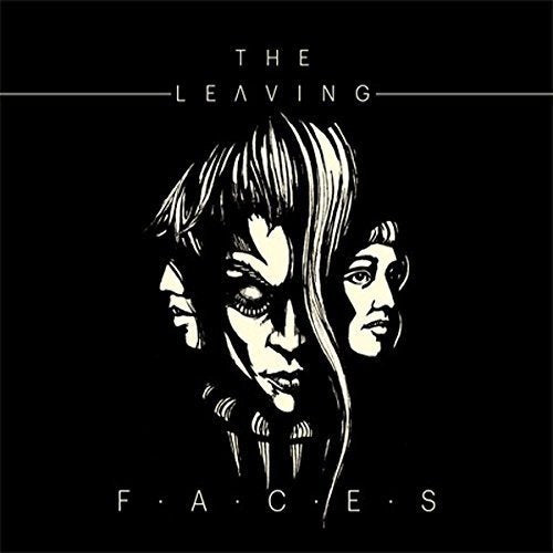 "Album cover with black background, illustration of two faces, and white text."
