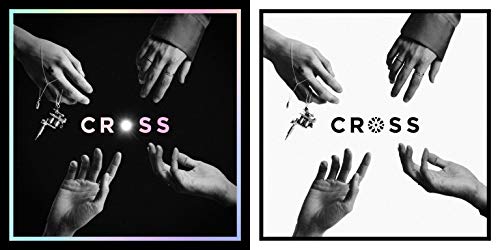 CD cover: hands reaching for a cross-shaped pendant, black and white.