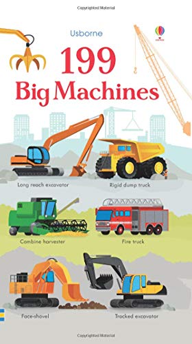 "Book cover featuring illustrations of various machines, including excavators and trucks, on a landscape."